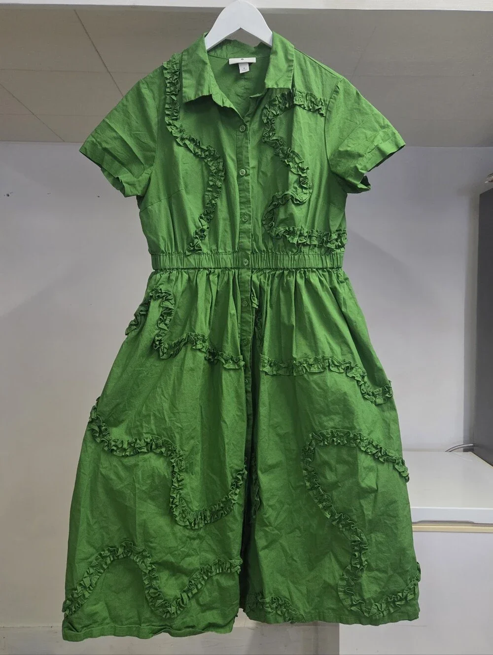 ✨️LN Kate Spade Ribbon Short Sleeve Midi Shirt Dress 🟢